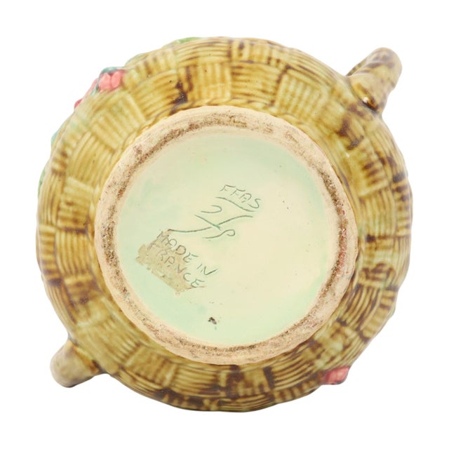 Art Nouveau Majolica Flowerpot Cachepot, France, 1890s For Sale - Image 13 of 17