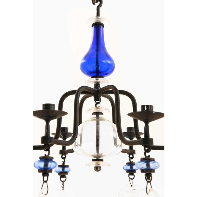 Erik Höglund Candelabra in Glass and Wrought Iron by Erik Höglund for Boda Glasbruk, 1970s For Sale - Image 4 of 5