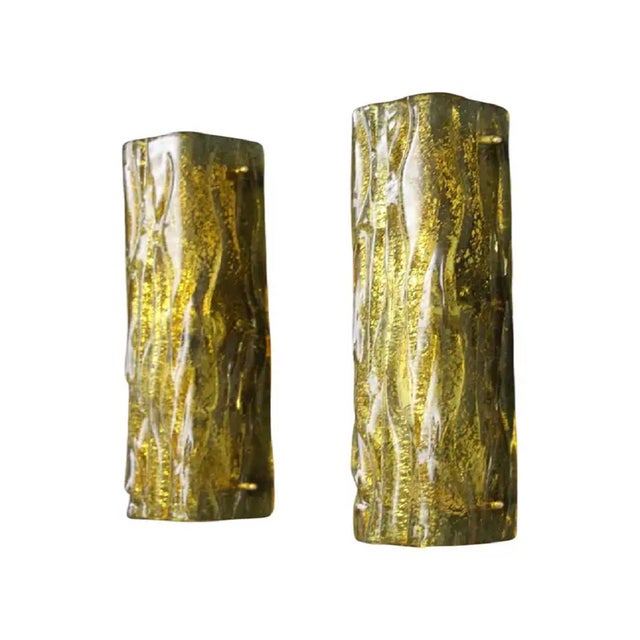 Golden Square Murano Glass Sconces in the style of Mazzega, 1980s, Set of 2 For Sale - Image 16 of 16