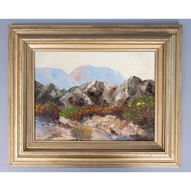 Wood Vintage Impasto Mountains Landscape Oil Painting, Signed For Sale - Image 7 of 7