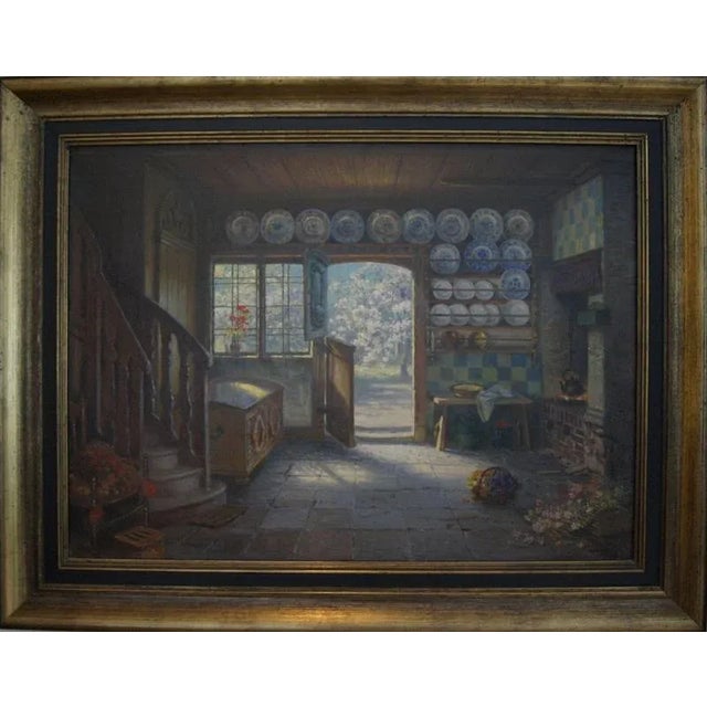 Interior, Johannes Harders, 1950s, Oil on Canvas For Sale - Image 4 of 4