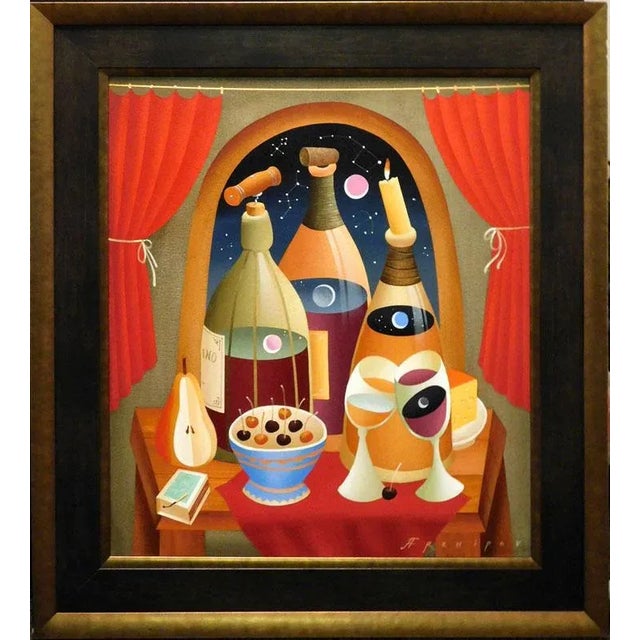 Paint Anton Arkhipov "Drink Wine" Original Oil Painting on Canvas For Sale - Image 7 of 7