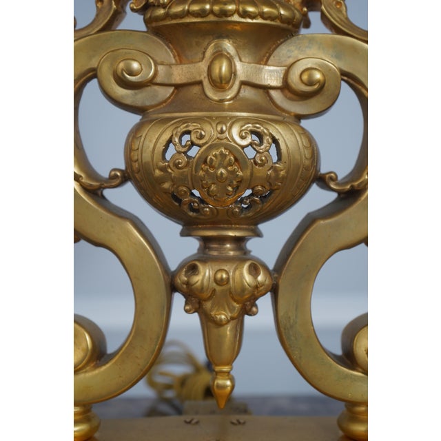 Bronze Antique French Bronze Dolphin Andiron Converted Table Lamps - a Pair For Sale - Image 8 of 15