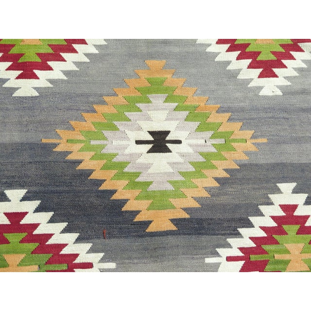 Mid 20th Century 1960's Pastel Colors Handwoven Turkish Wool Kilim Bohemian Area Rug For Sale - Image 10 of 11