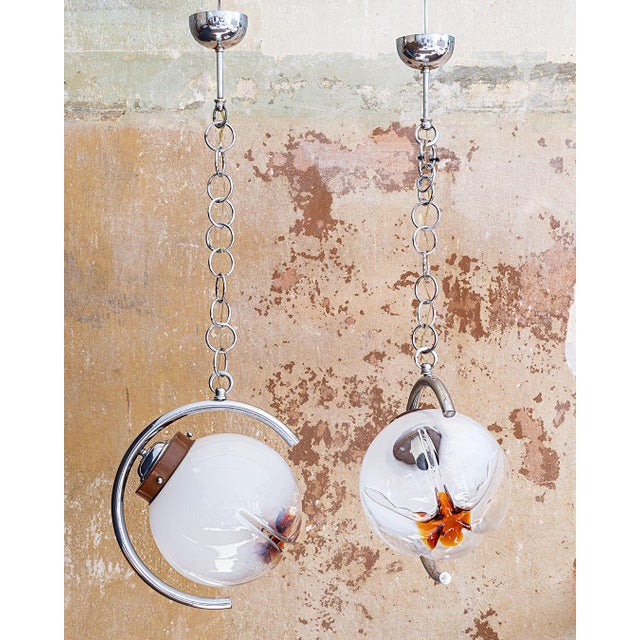 Murano Mazzega Pendant Lamps from Made Murano Glass, 1970s, Set of 2 For Sale - Image 4 of 15