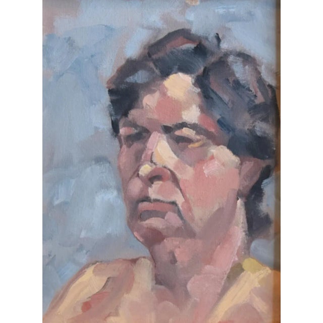 Contemporary modern abstract male portrait oil painting on artist's canvas panel. Signed by the talented artist “George...