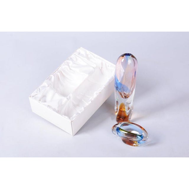 Mid-Century Czech Glass Vase with Ashtray by Josef Rozínek, 1950s For Sale - Image 12 of 13