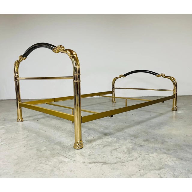 Art Deco Art Nouveau Solid Brass & Enameled Steel Double Bed Armoni Essebi Italy For Sale - Image 4 of 10