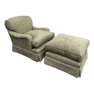 George Smith Standard Arm Style Chair and Ottoman For Sale