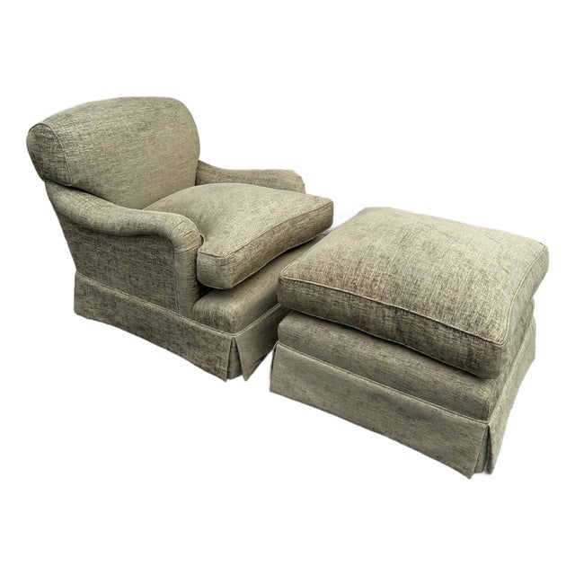 George Smith Standard Arm Style Chair and Ottoman For Sale