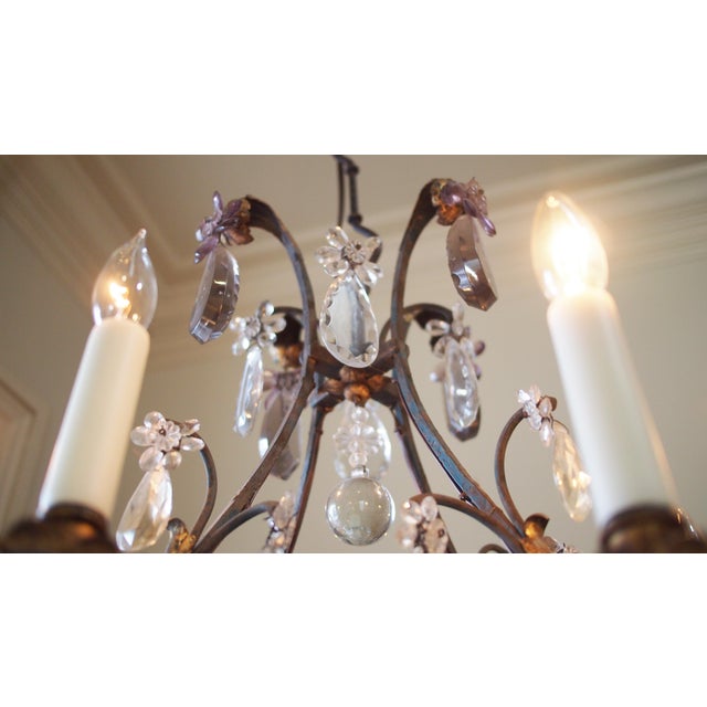 Cage Frame Eight Light Crystal Chandelier For Sale - Image 10 of 10