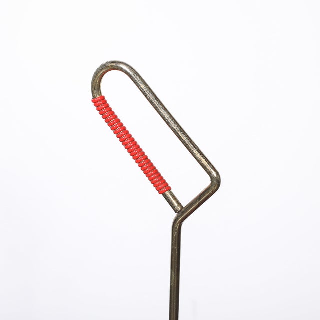 Mid-Century Modernist Sculptural Brass & Carnelian Red Enamel Umbrella Stand For Sale - Image 10 of 18