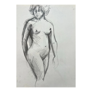 Barbara Beck Figurative Nude Charcoal Sketch 1970s