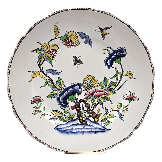Sarreguemines Rouen DV France 9.75” Faience Dinner Plates, Set of Two For Sale