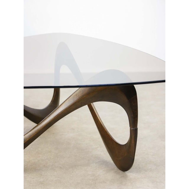 Italian Organic Snake Wooden and Smoked Glass Coffee Table, 1960s For Sale - Image 3 of 18
