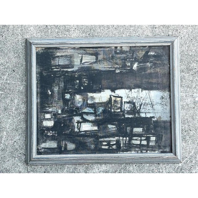 Late 20th Century Vintage Framed Abstract Painting For Sale - Image 5 of 12