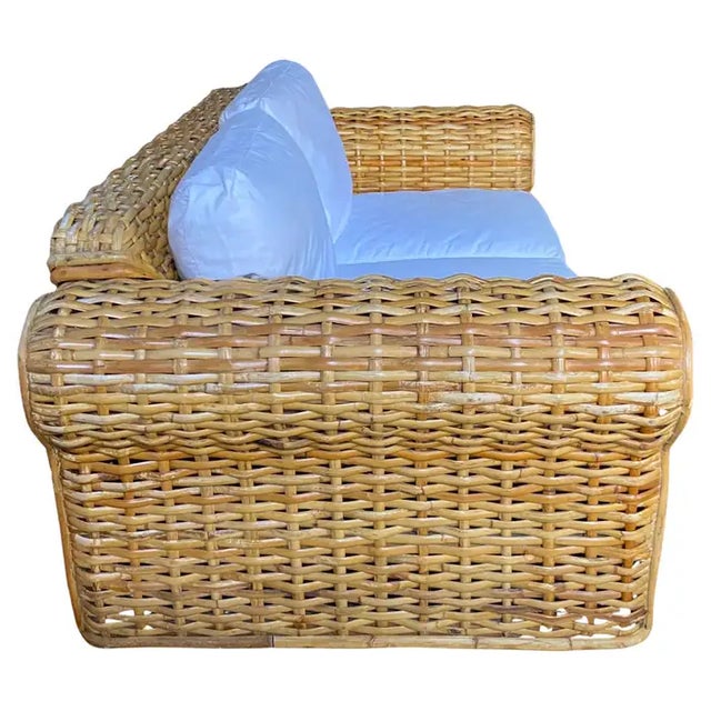 Modern Ralph Lauren Woven Rattan and Bamboo Sofa For Sale - Image 3 of 13