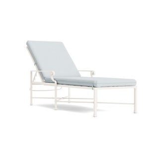 Brown Jordan Venetian Adjustable Chaise Lounge in Chalk with Artic Stripe Cushions For Sale