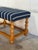 Wood Blue Striped Upholstered Oak Ottoman Danish Mid-Century Modern 1970s For Sale - Image 7 of 9