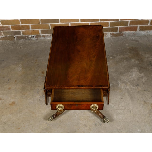 English 19th Century Regency English Mahogany Pembroke Table with Drawer, Quadripod Base, Lion Feet For Sale - Image 3 of 12