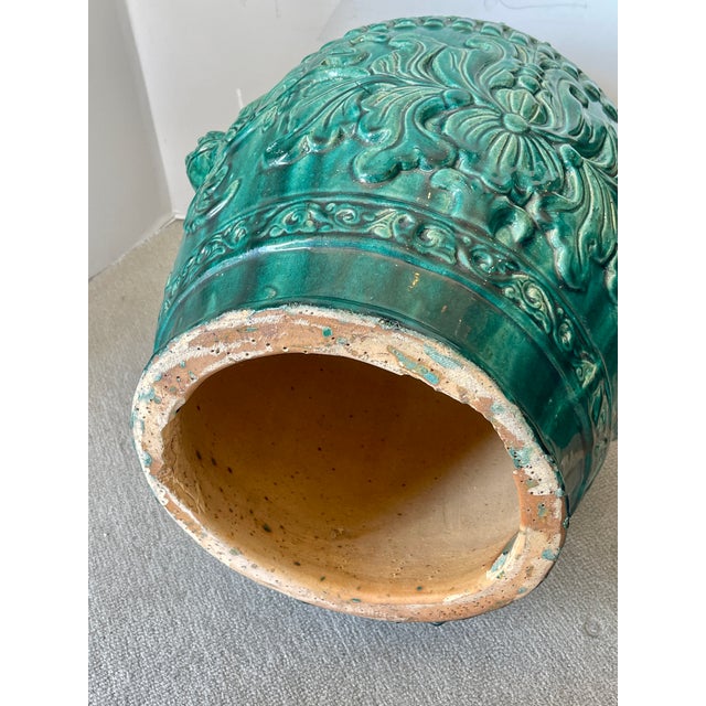 Antique Asian Emerald Green Glazed Terracotta Garden Stool For Sale - Image 11 of 12