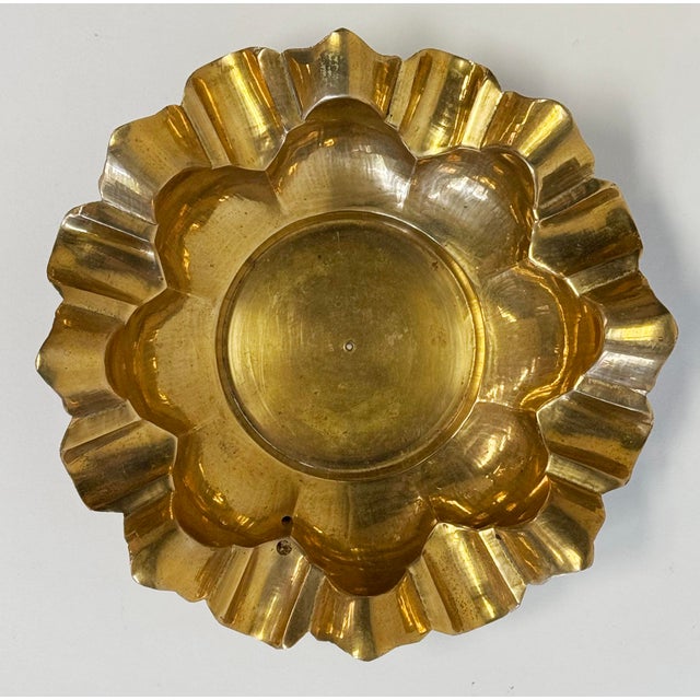 Late 20th Century Vintage Scalloped Edge Brass Wine Coaster, Candle Holder or Catchall For Sale - Image 5 of 5