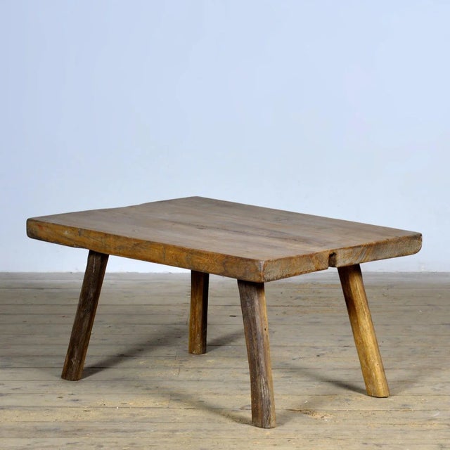 Table from the 1930s, made of oak. with a 5 cm thick top. The legs have been shortened to coffee table height. Treated...