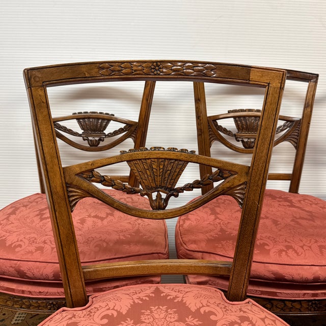 Empire Style Walnut Wood Sheaf of Wheat Dining Chairs, Set of Eight For Sale In San Francisco - Image 6 of 12