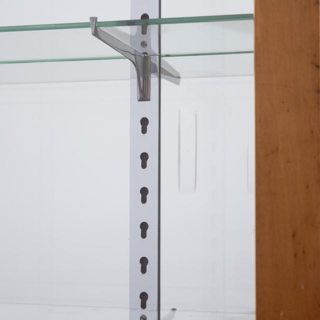 Metal Display Cabinet in Light Walnut with Sliding Glass Doors, 1930 For Sale - Image 7 of 13