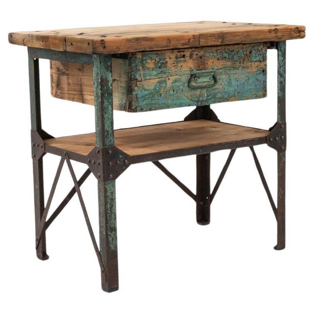 Early 20th Century French Metal & Wooden Work Table For Sale - Image 15 of 18