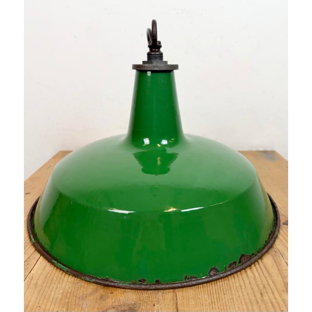 Industrial Green Enamel Factory Pendant Lamp from Revo, 1950s For Sale - Image 17 of 18