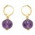 Natural Amethyst 8.45cts & Emerald 0.10cts Earring in 14k Gold For Sale