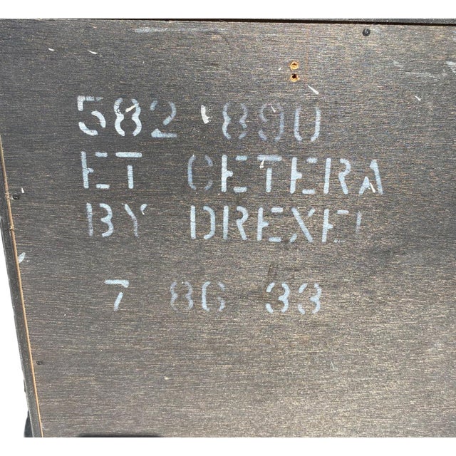 Dimensions: 30ʺ W × 13ʺ D × 29ʺ H Brand: Drexel Heritage Black lacquer finish with gold hand-painted chinoiserie design...