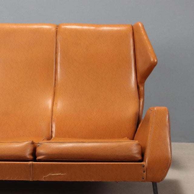 Textile Vintage Leatherette 3-Seater Sofa, Italy, 1960s For Sale - Image 7 of 15
