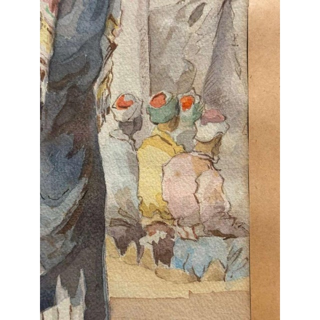 Carl Friedrich Heinrich Werner, Two Men Talking in Front of the Süleymaniye Mosque in Istanbul, 1800s, Pencil and Watercolor, Framed For Sale - Image 5 of 10