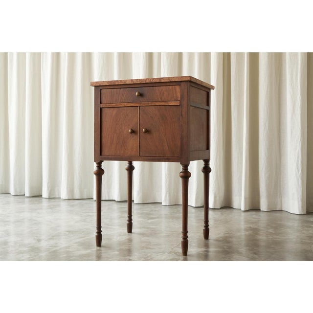 Side Cabinet in Walnut and Red Marble, 1940s For Sale - Image 4 of 14