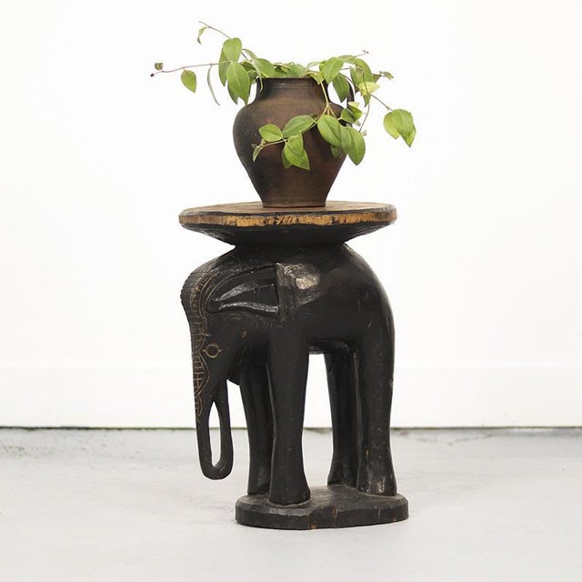 Antique Folk Art Colonial Elephant Side Table / Pedestal For Sale - Image 9 of 10