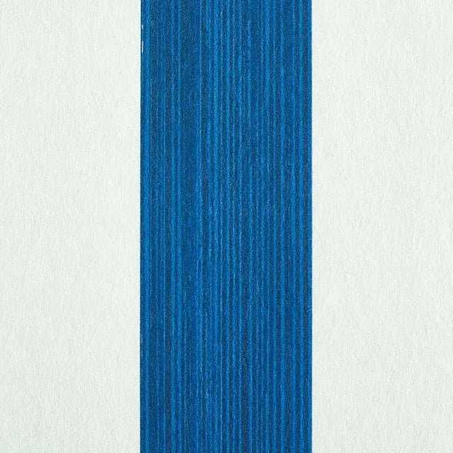 Transitional Schumacher Edwin Stripe Medium Wallpaper in Navy For Sale - Image 3 of 3