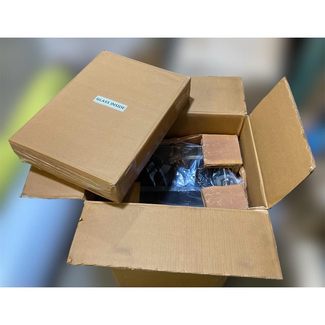 Crate and Barrel Modern Industrial Echo C Table With Glass Top Imar-199-Cb - Brand New! For Sale - Image 12 of 12