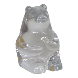 Orrefors Sweden A4354 Crystal Art Glass Bear Sitting Figurine Paperweight