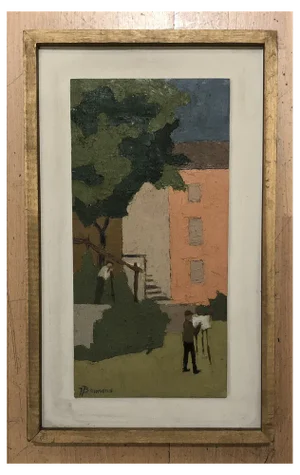 Jean-Jacques Boimond, Painter and Gardener at Work, Oil on Wood, 1990s, Framed