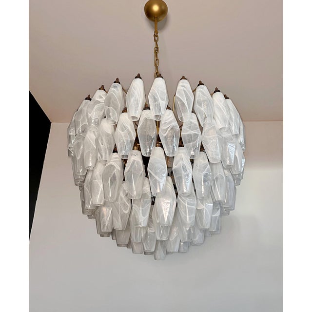Vintage Murano Glass Candelier in White Alabaster, 1990 For Sale - Image 6 of 18