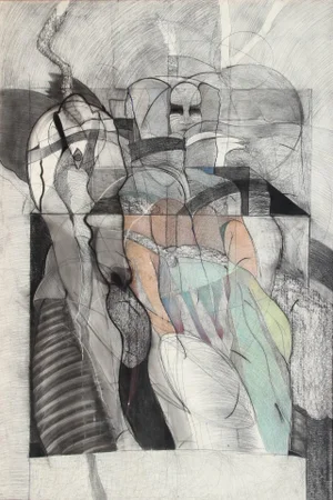 Michael Platt Queen and Horse, Large Mixed Media by Michael Platt 1981