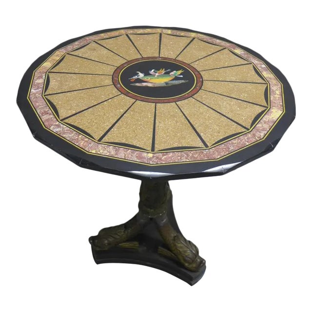 Antique Bronze Grand Tour Pietra Dura Center Table For Sale