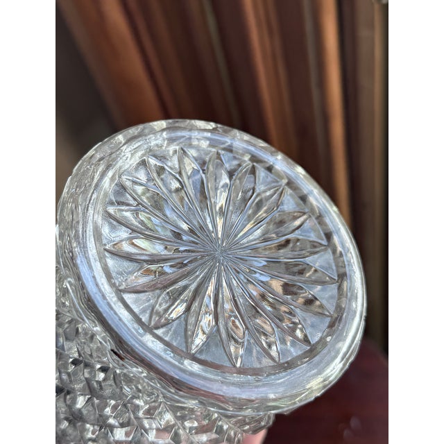 Mid 20th Century Mid Century Modern Diamond Cut Crystal Decanter With Silver Tag Stopper For Sale In New York - Image 6 of 11
