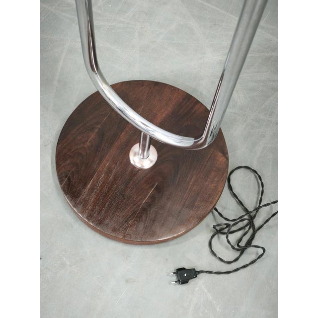 Gold Vintage Art Deco Chrome Floor Lamp with Opaline Globe and Side Table, 1940s For Sale - Image 8 of 11