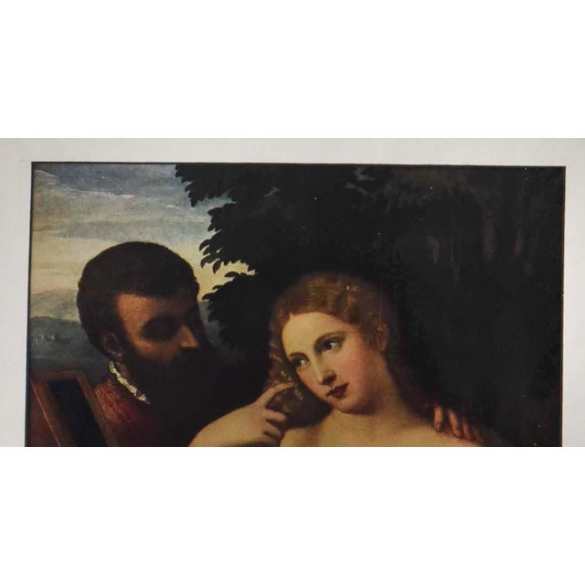 This is a color lithoprint, measuring 12" x 14", depicting a classical scene of a reclining nude woman and a man. The...