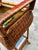 Vintage Large Woven Wicker Double Compartment Standing Sewing Basket For Sale - Image 10 of 12