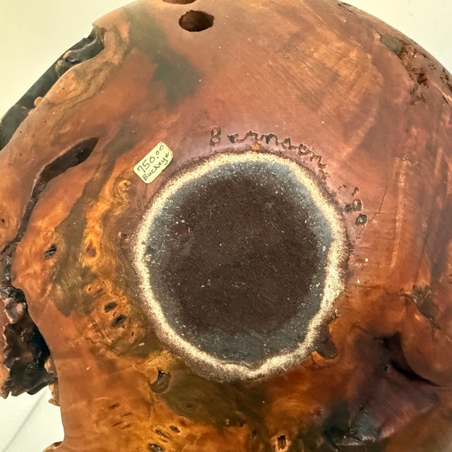 Brown Burled Wood Organic Art Object Large 12"-Signed Bruce Bernson ’80 Renowned Woodturner (1950–2014) For Sale - Image 8 of 8