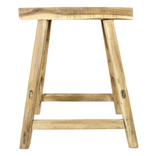 Vintage Rustic Stool in Elm For Sale